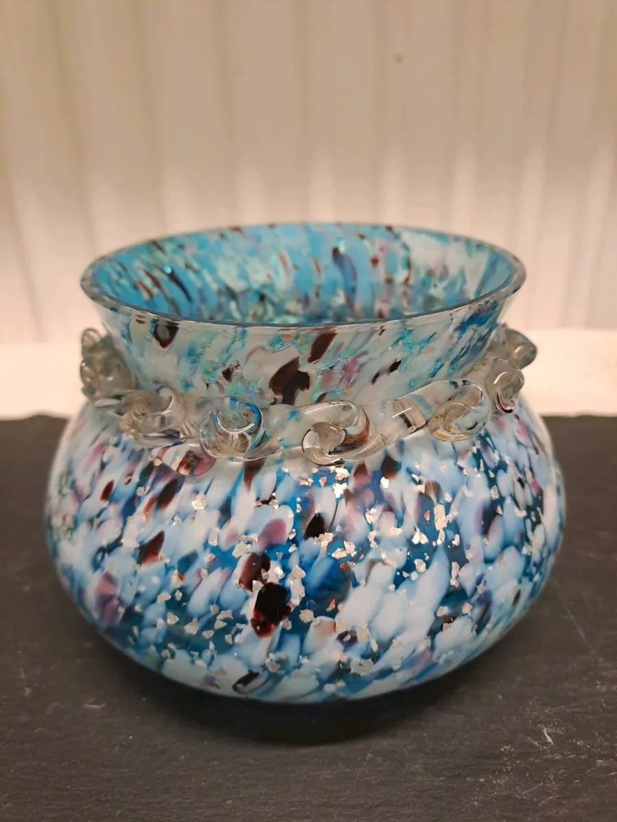 Vintage Art Glass Bowl – Turquoise - Image 1