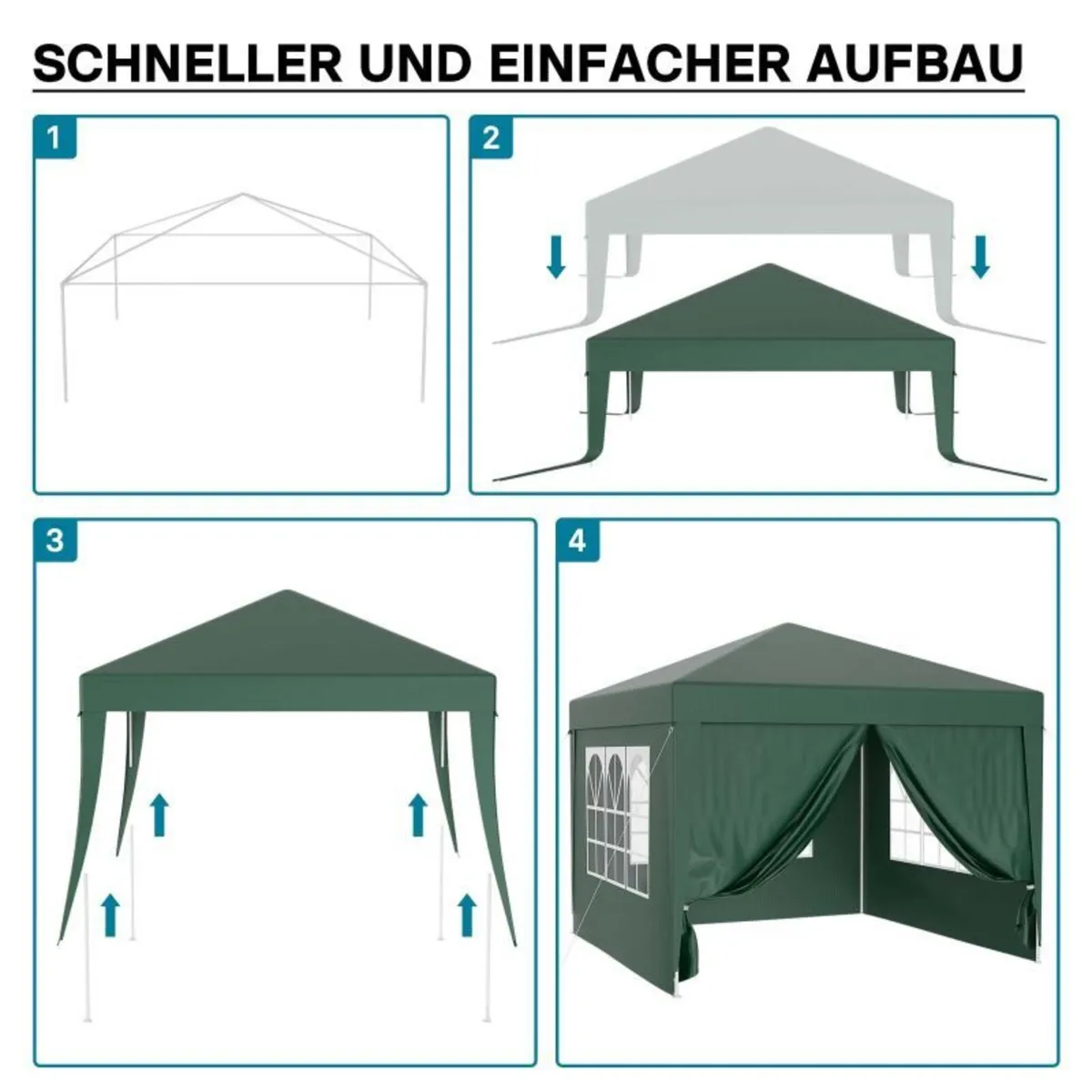 Waterproof 3x3m Gazebo with 4 Side Walls - Image 3