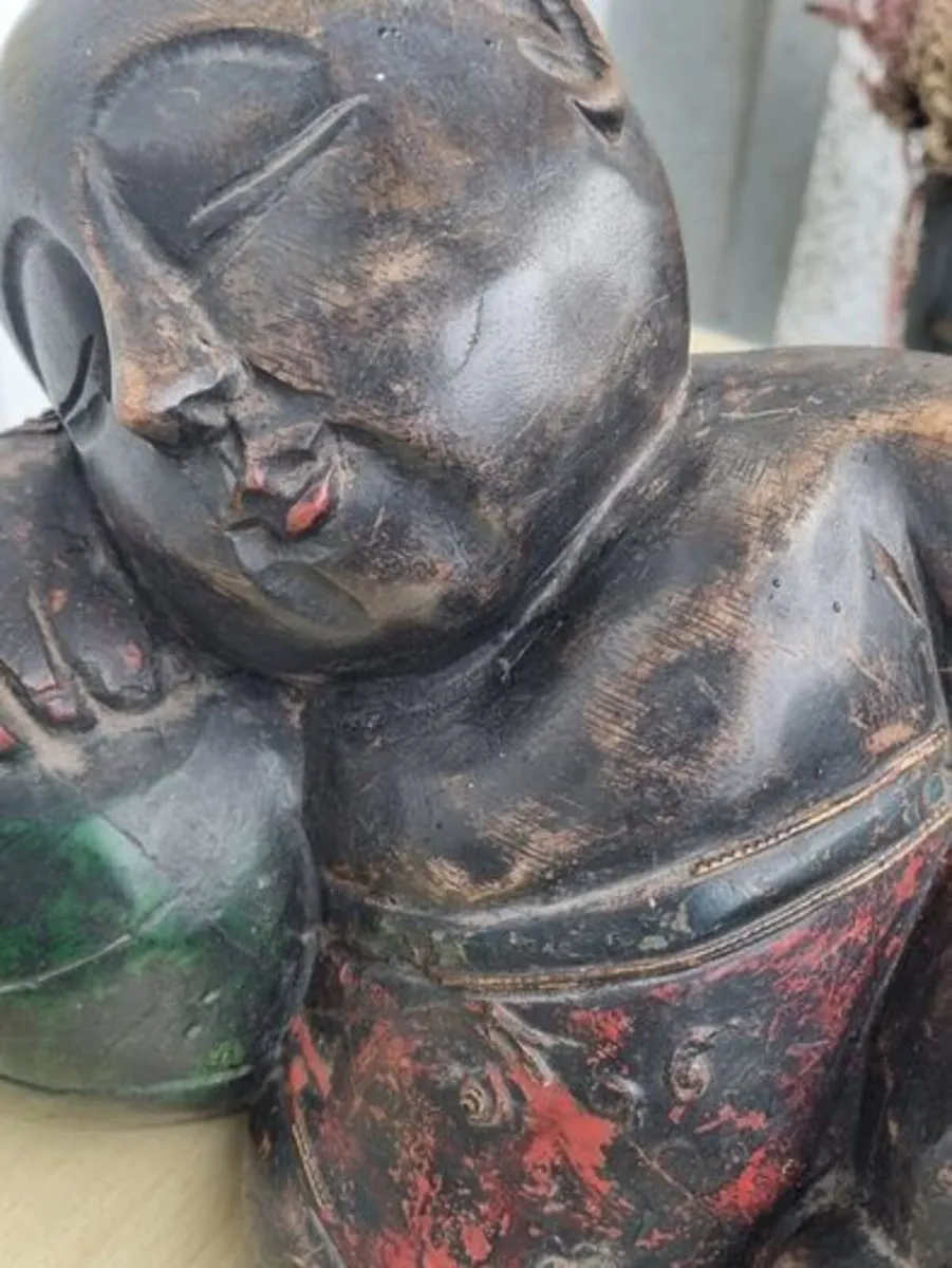 A large wooden statue of a sleeping Buddha - Image 4