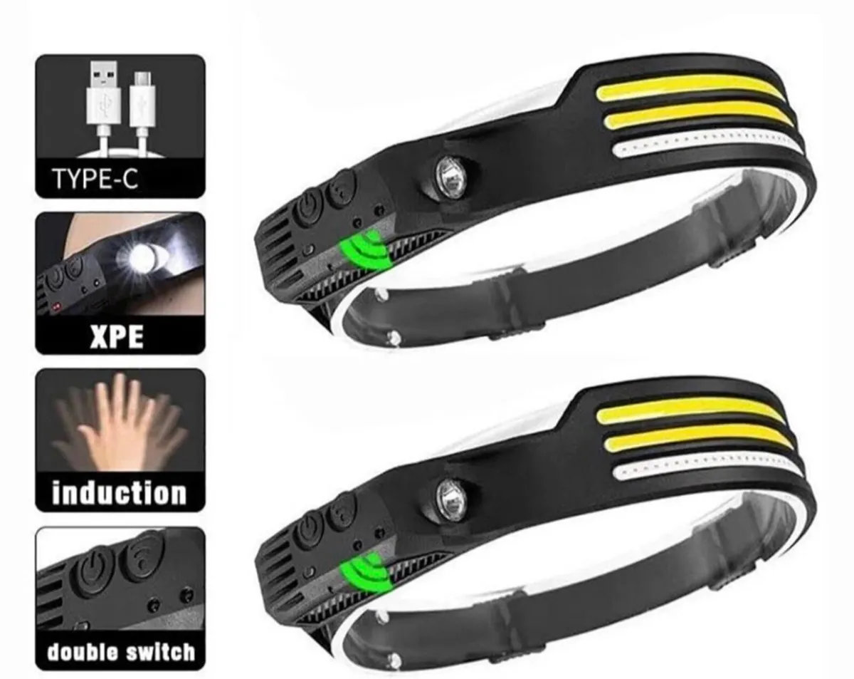 2 Pack LED Head Torch Rechargeable  NEW - Image 2