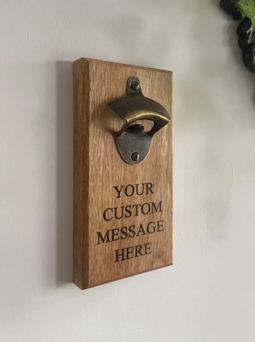 Personalised Solid Oak Bottle Opener - Image 1