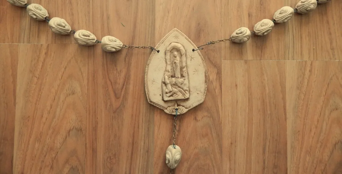 Large Vintage Wall Hanging Rosary Beads - Image 4