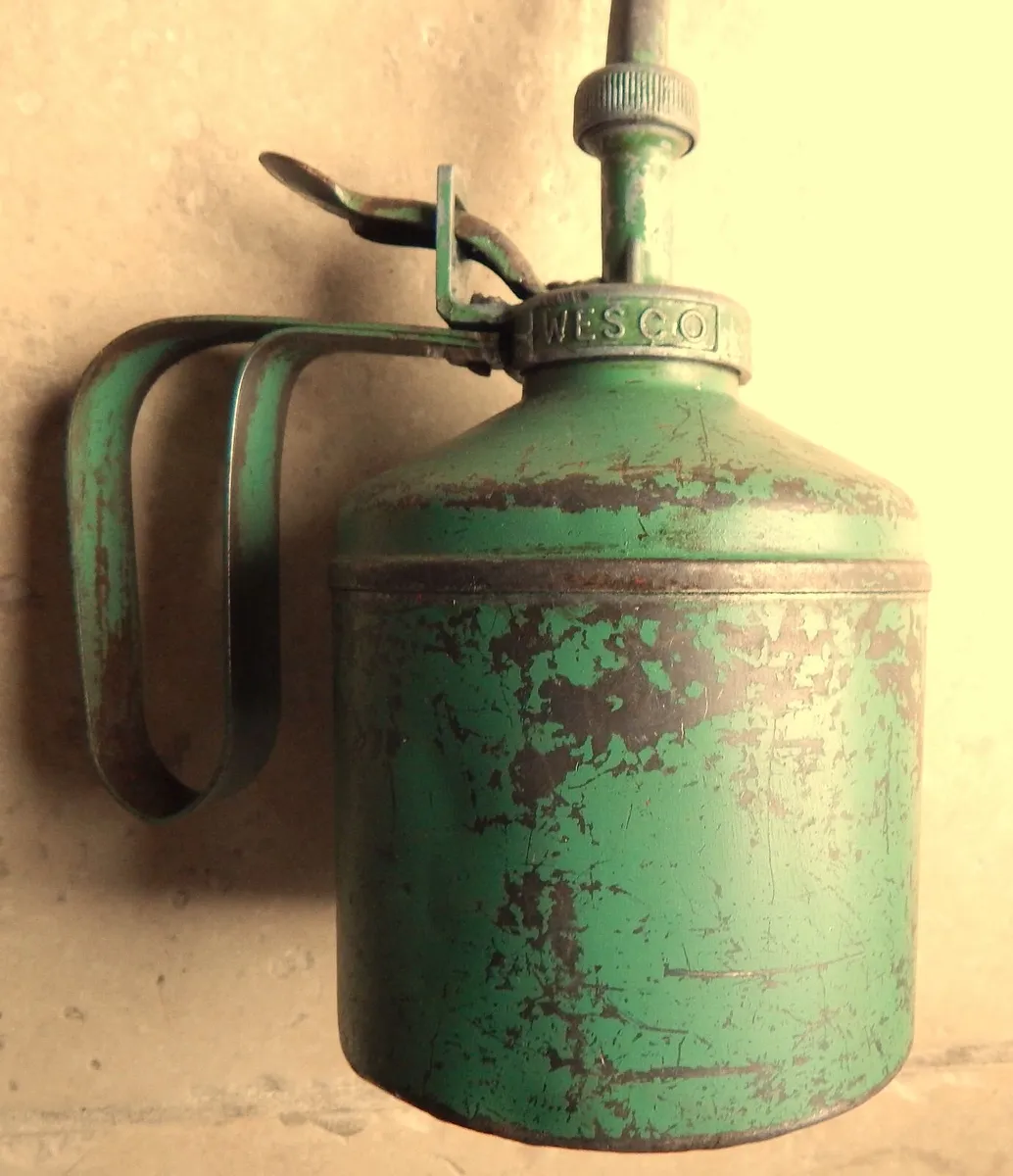 2 Vintage Hand Operated Oil Cans - Image 3