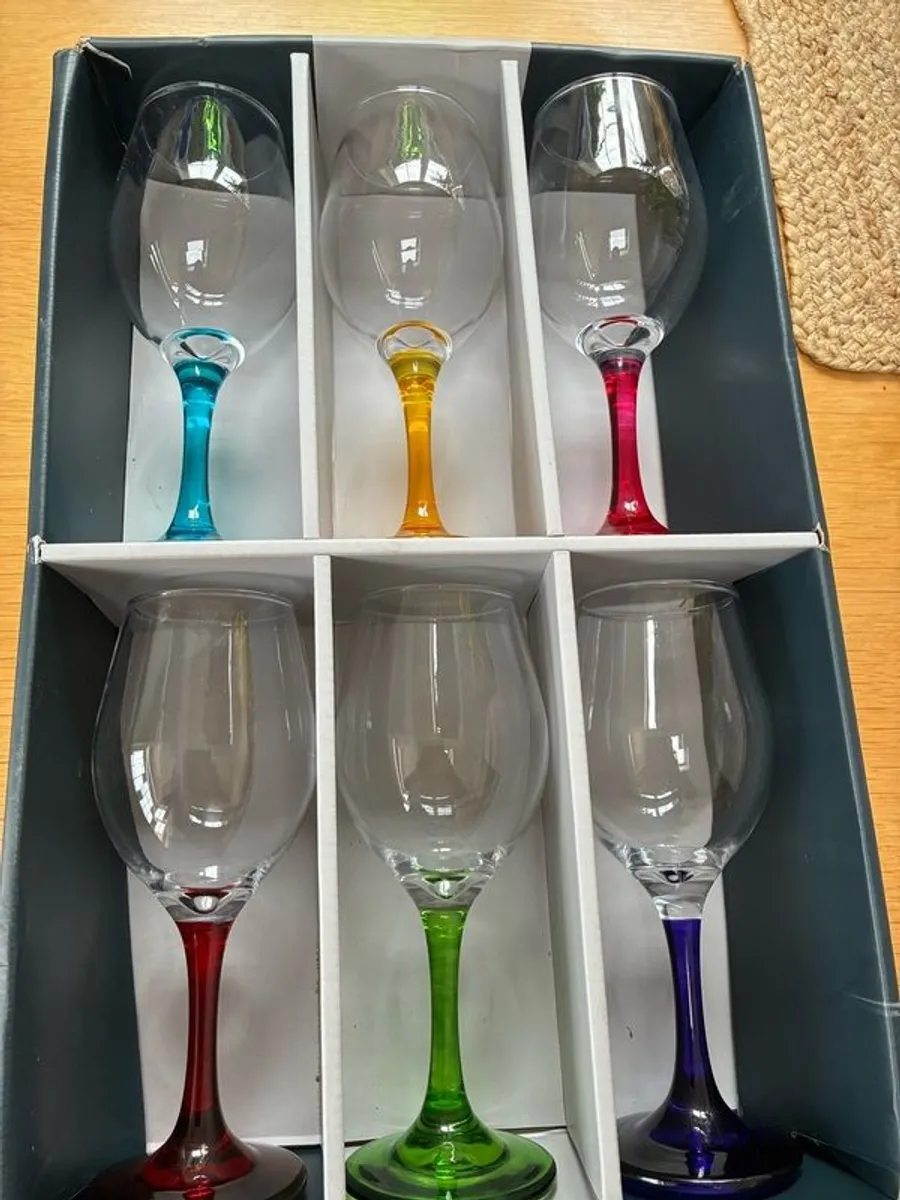 6  Newgrange Rainbow Wine Glasses. - Image 2