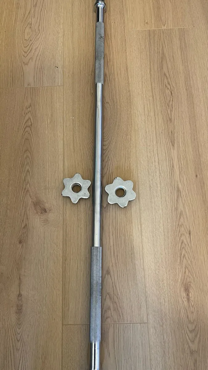 5 foot solid steel standard bar & rotating collars - Image 3