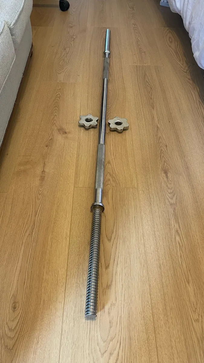 5 foot solid steel standard bar & rotating collars - Image 4