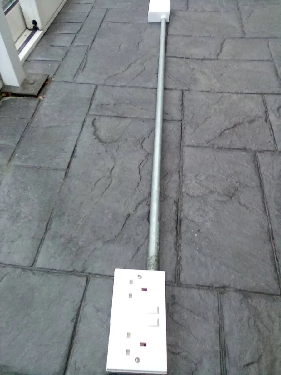 2 TWIN.  SOCKETS.  WIRED. AND. FITTED. ON. CONDUIT - Image 2