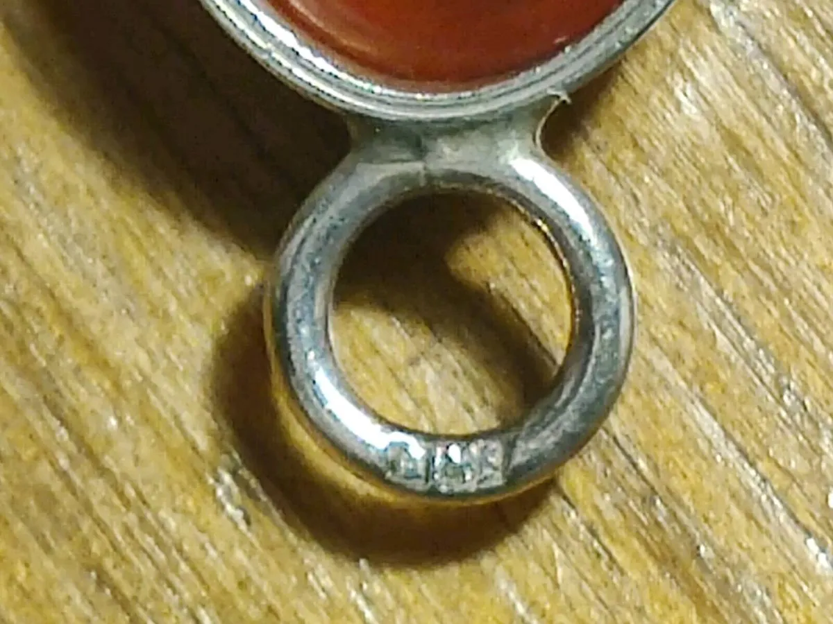 OVAL CARNELIAN, 925 Silver Chunky Vintage Bangle ! - Image 4