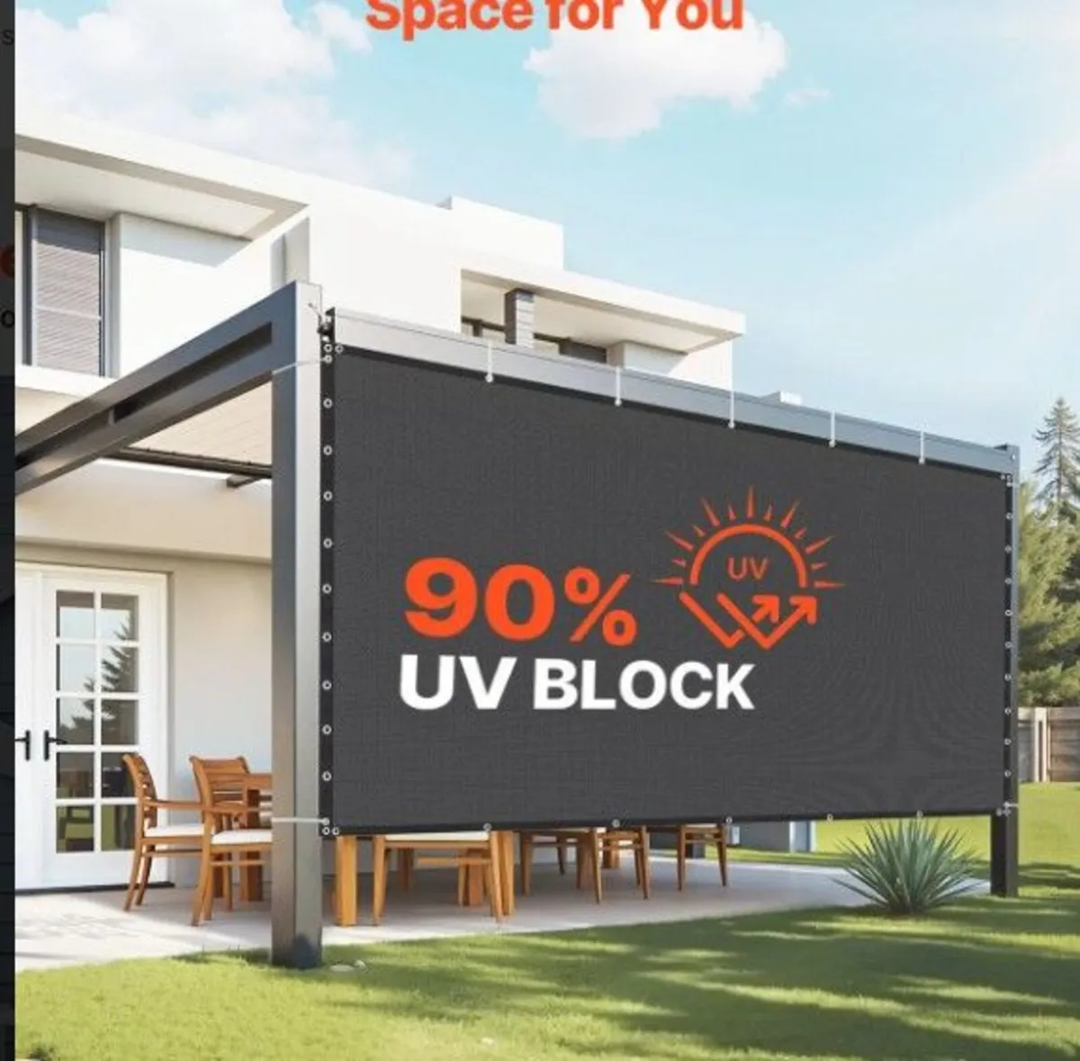 90% Sun Shade Cloth, 10 x 12 ft Pergola Shade Cove - Image 3