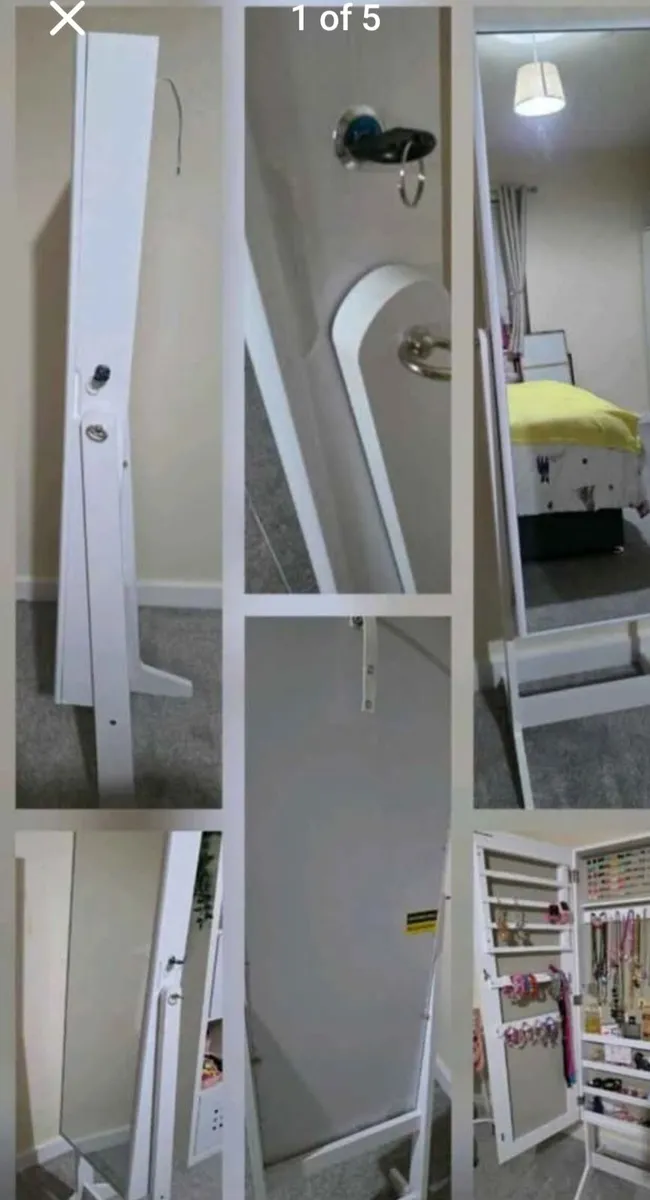 Lockable Jewellery Storage Mirror Armoire Freestan - Image 1