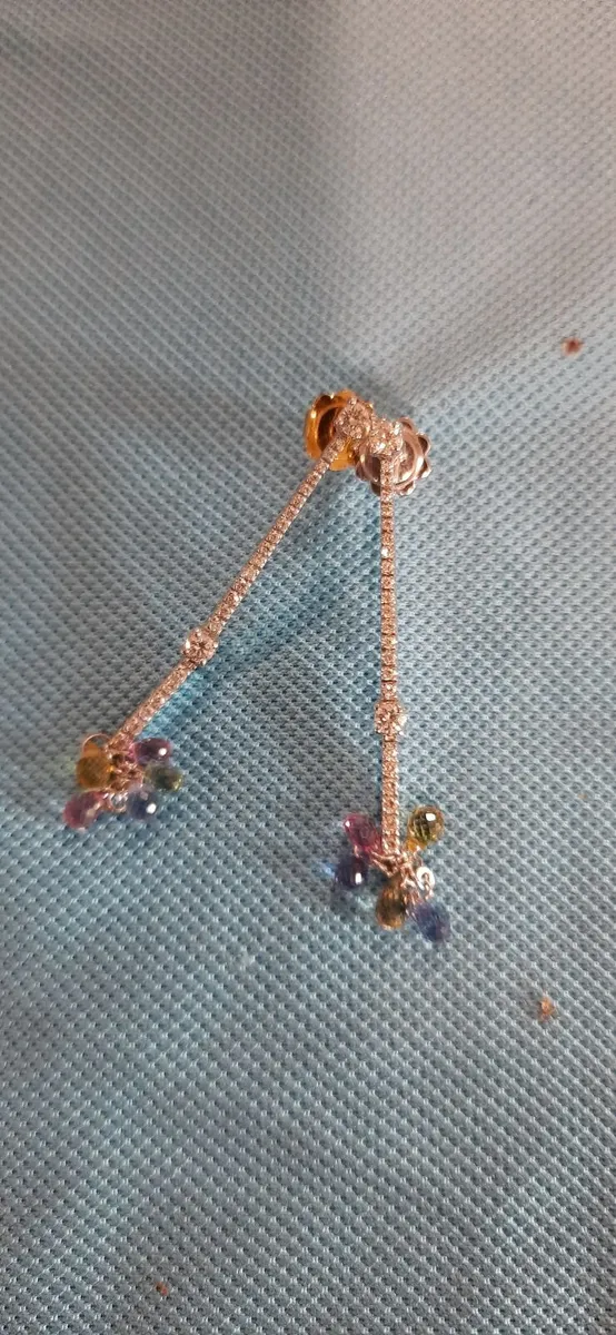 18ct white gold diamond sapphire pendant earrings - Image 3