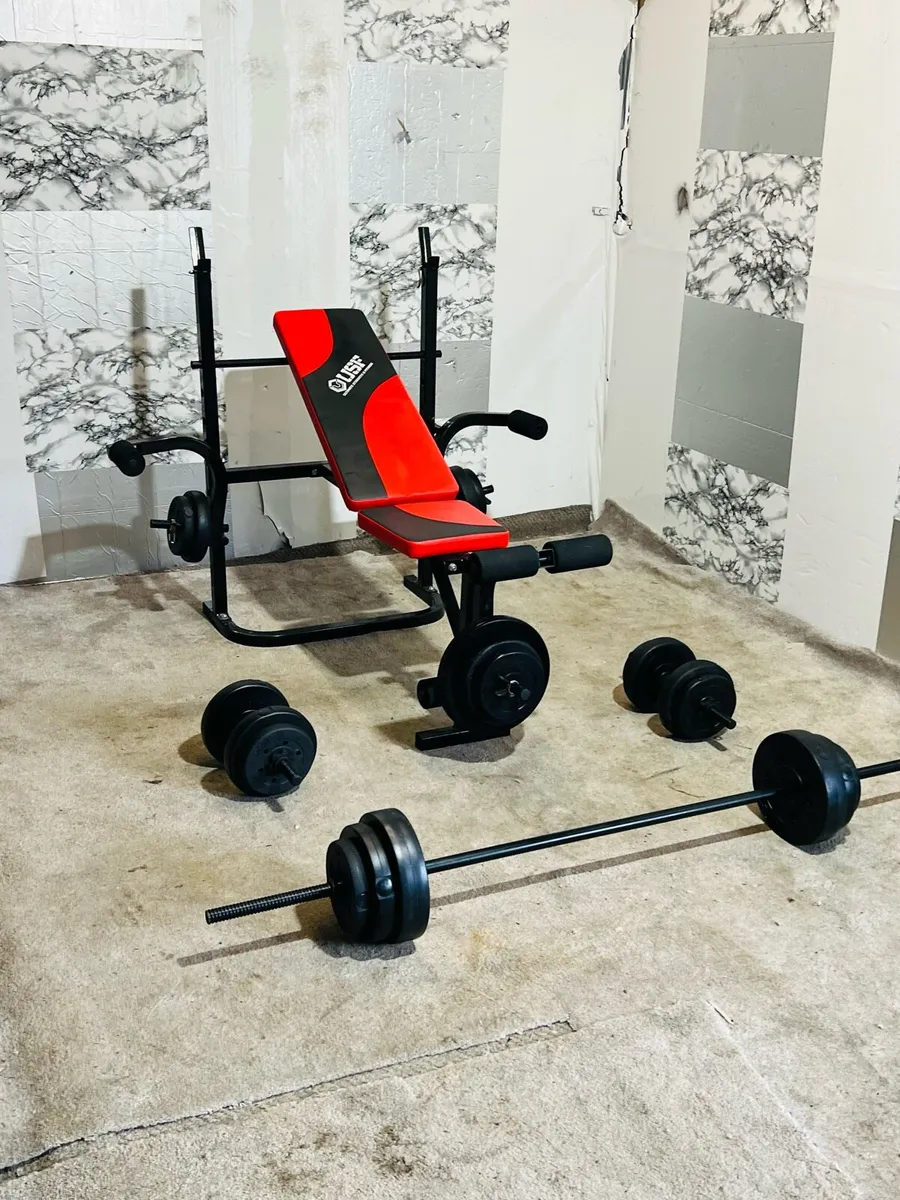 USF WEIGHTS BENCH 60KG WEIGHTS BARBELL SET - Image 3
