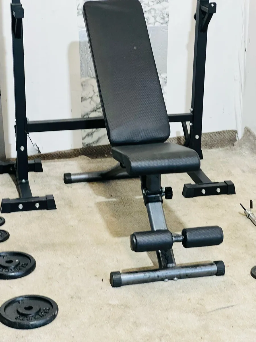 CAST IRON WEIGHTS RACK BENCH BARBELLS - Image 3