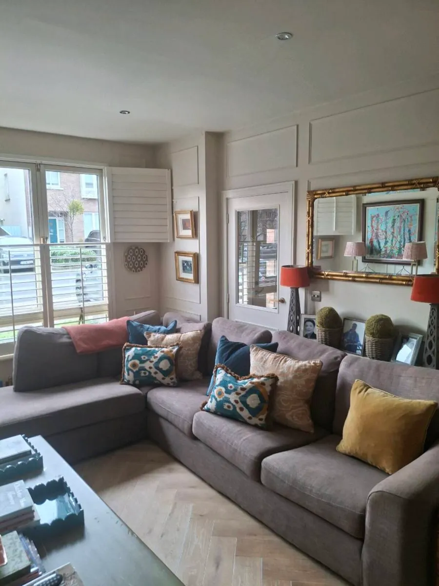 Corner L shaped linen mix sofa - Image 1