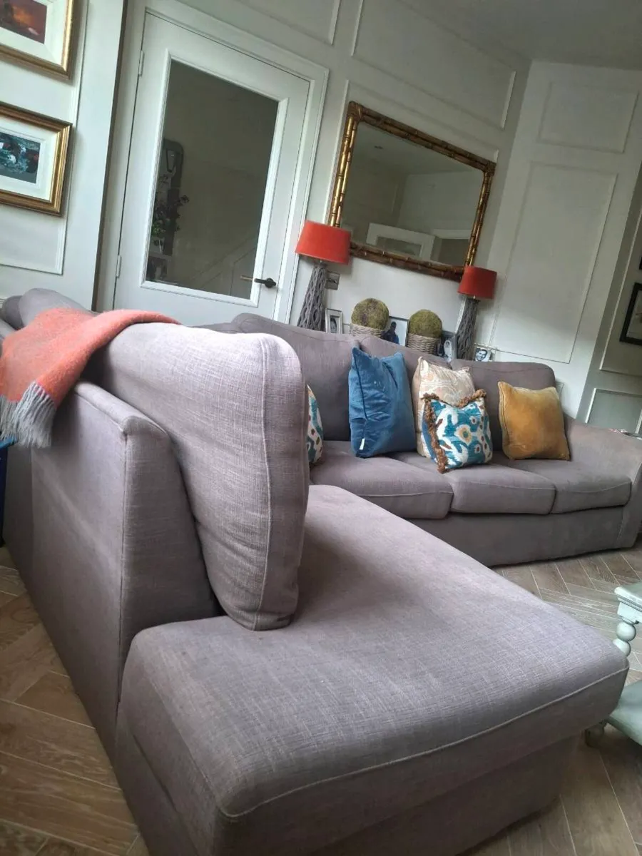 Corner L shaped linen mix sofa - Image 2