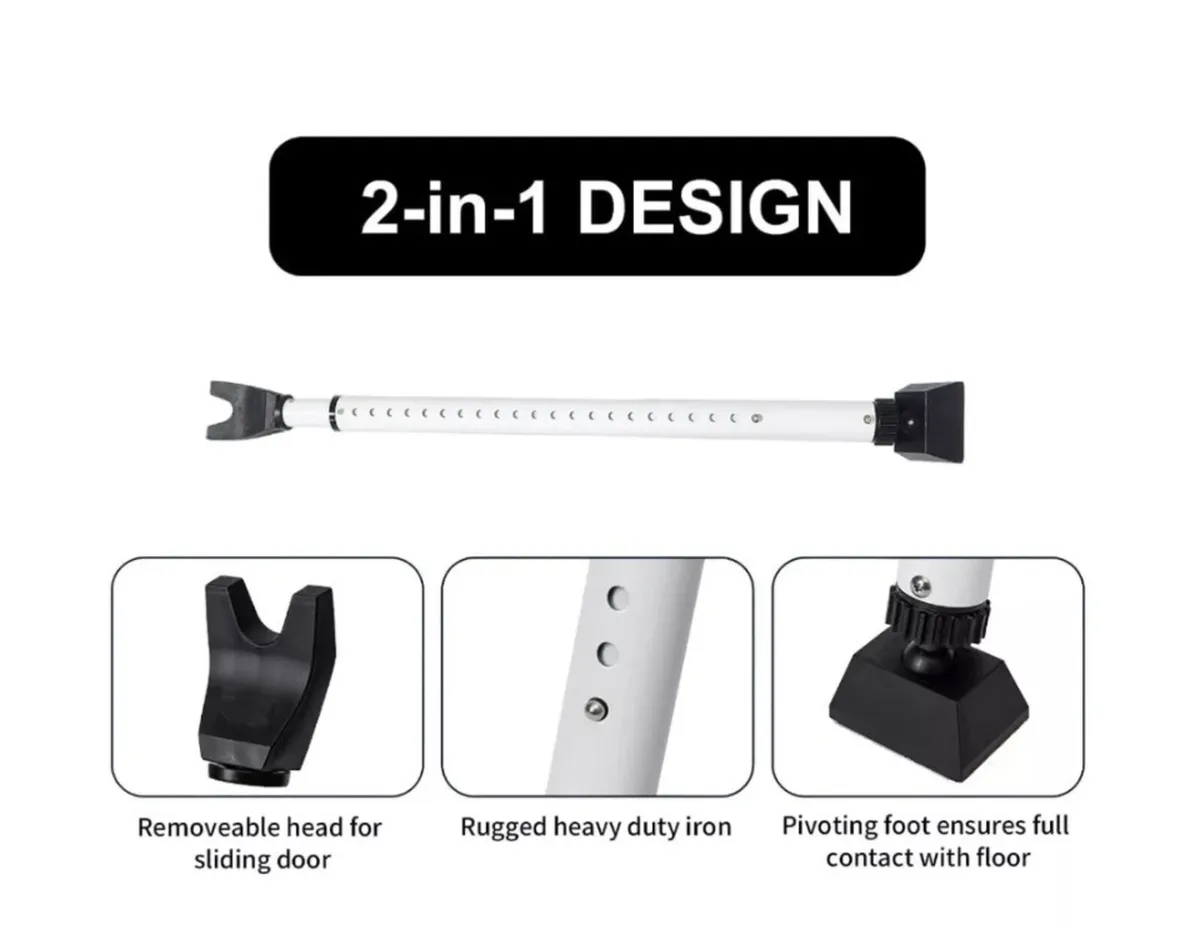 Door / Patio Door Jammer Adjustable Security Bar - Image 4