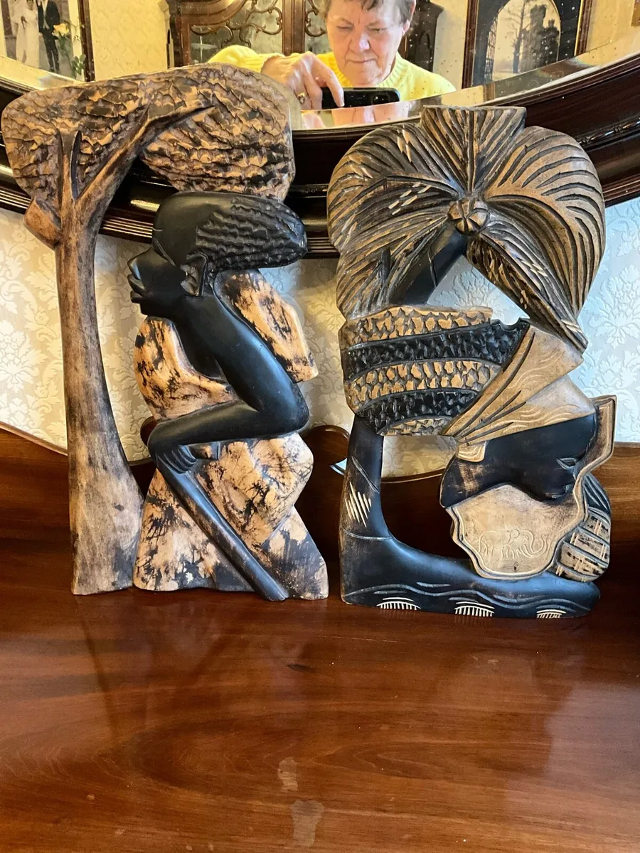 Set of Vintage Carved African Wooden Wall Hangings - Image 3