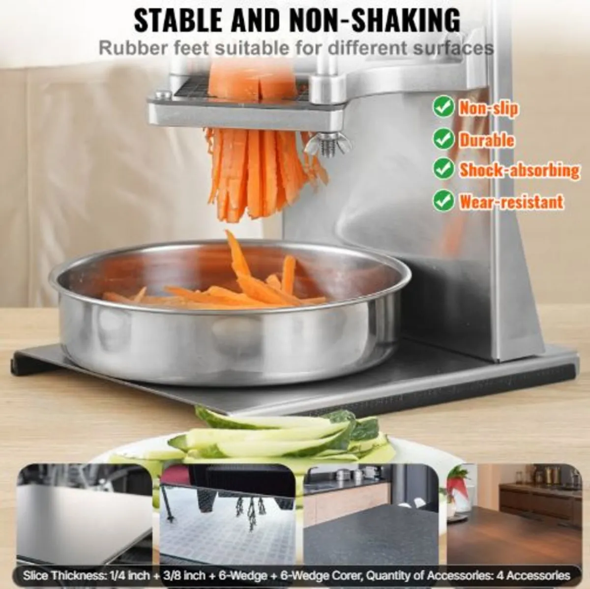 Commercial French Fry Cutter with 4 Replacement - Image 2