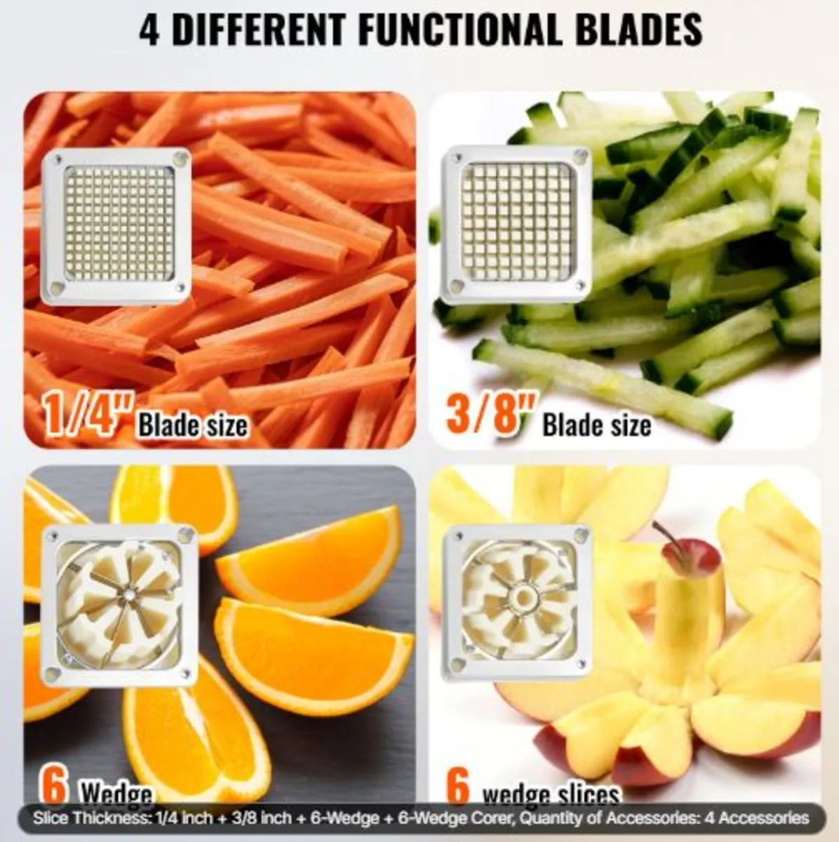 Commercial French Fry Cutter with 4 Replacement - Image 3