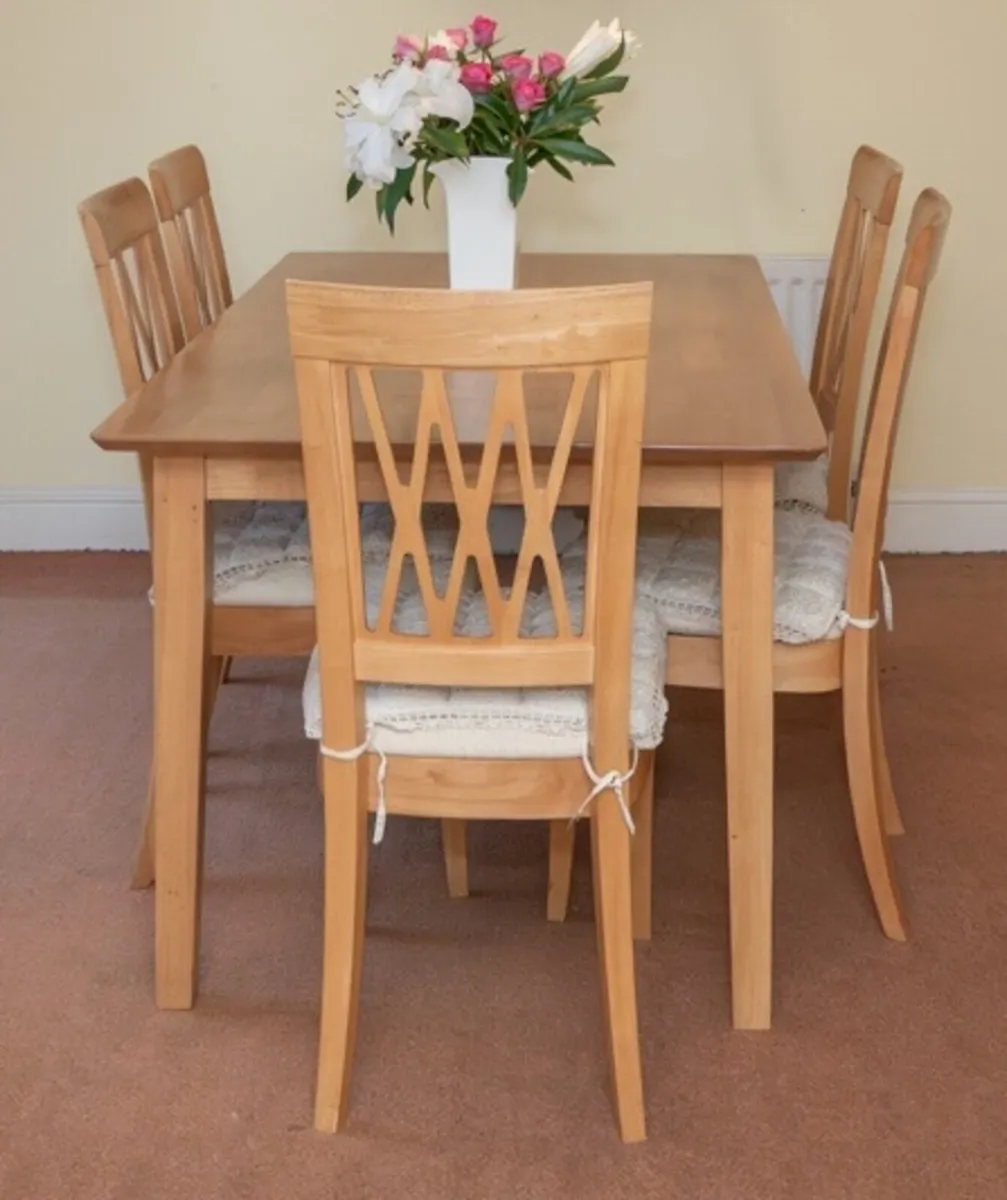 Solid Wood Dining Table with 5 Chairs - Image 2