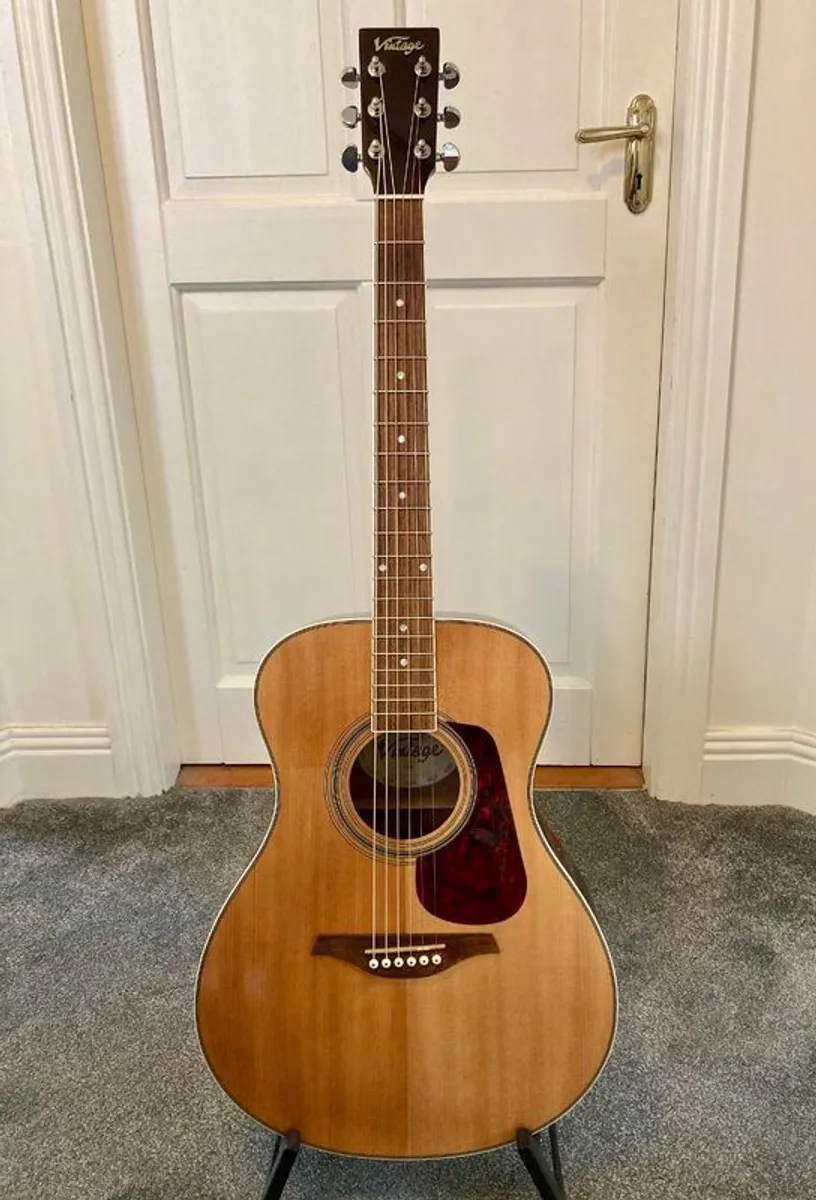 Vintage V300 Acoustic Folk Guitar - Image 2