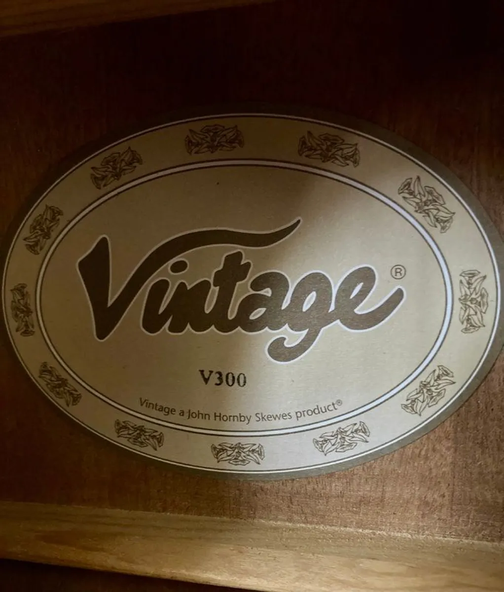 Vintage V300 Acoustic Folk Guitar - Image 3