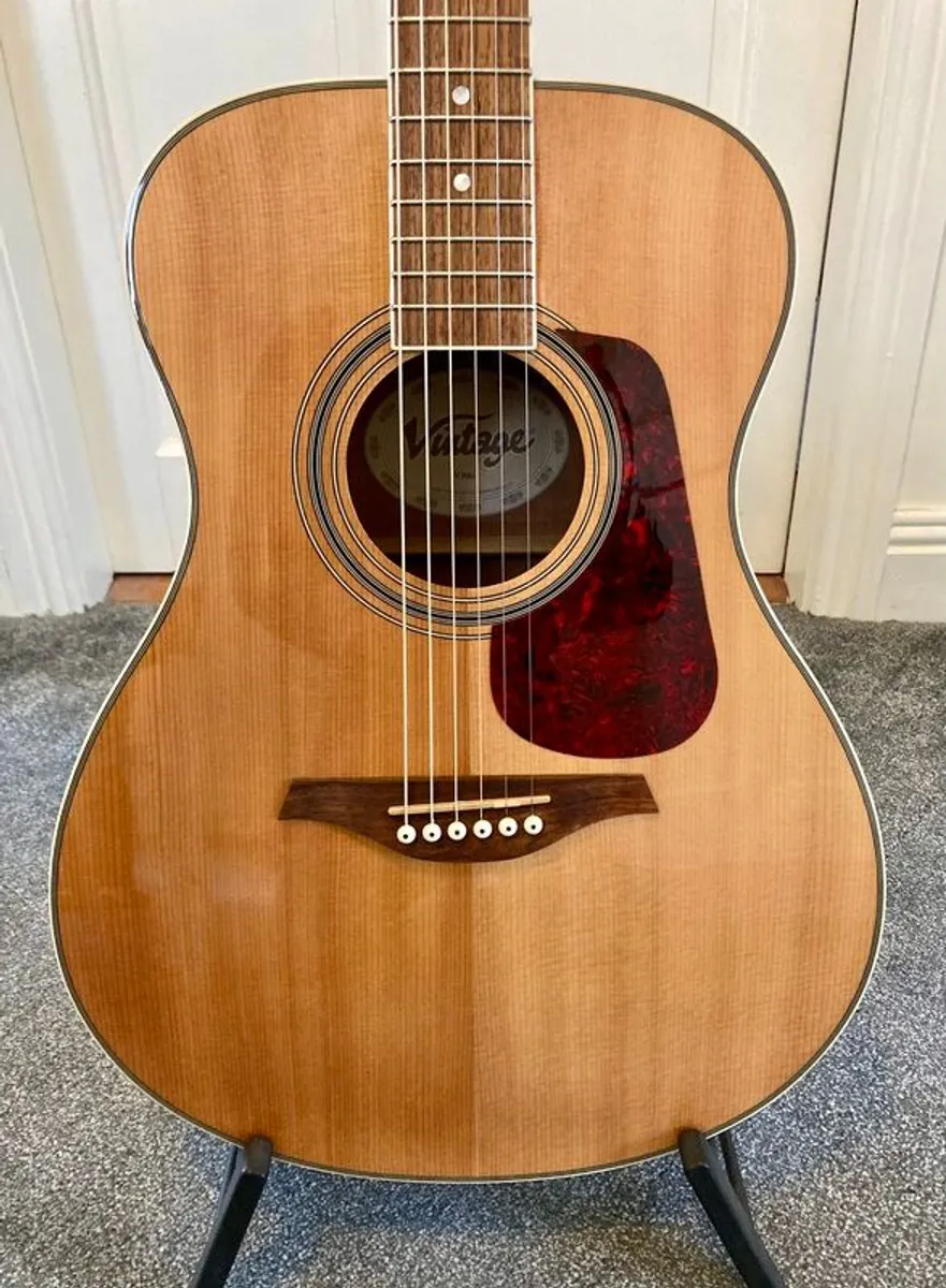 Vintage V300 Acoustic Folk Guitar - Image 4
