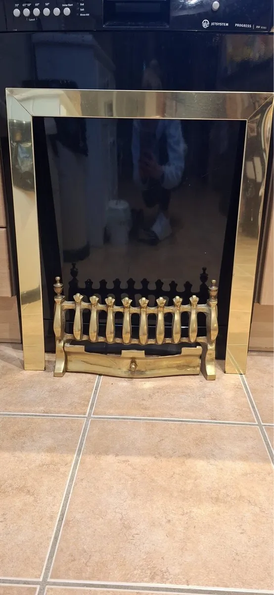 Vintage Brass Fender & Fire guard, gold surround - Image 1