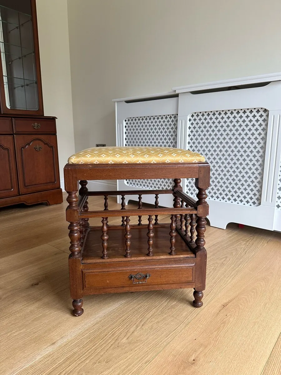 Antique Victorian mahogany music Canterbury stool - Image 2