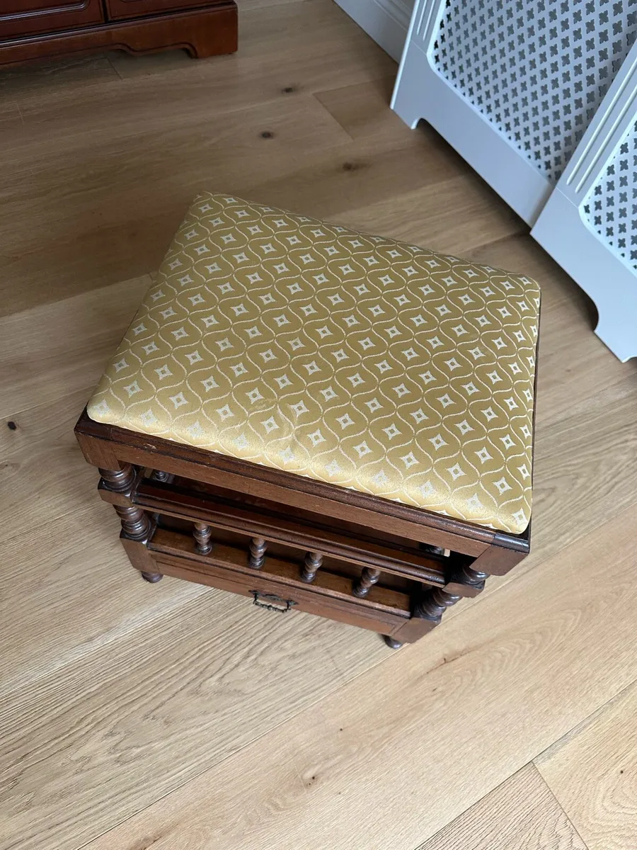 Antique Victorian mahogany music Canterbury stool - Image 3