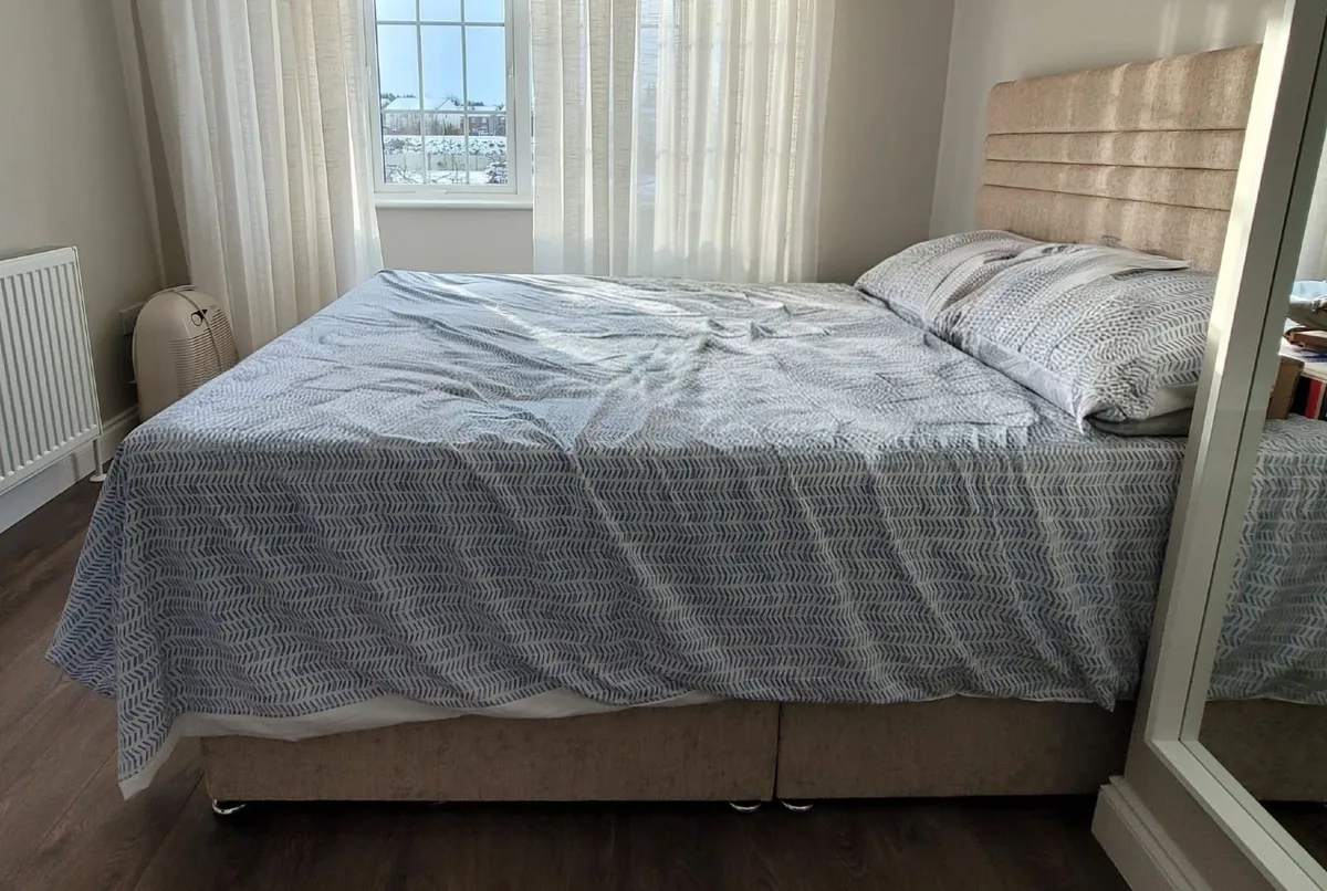 Double divan bed base + headboard (no mattress) - Image 1