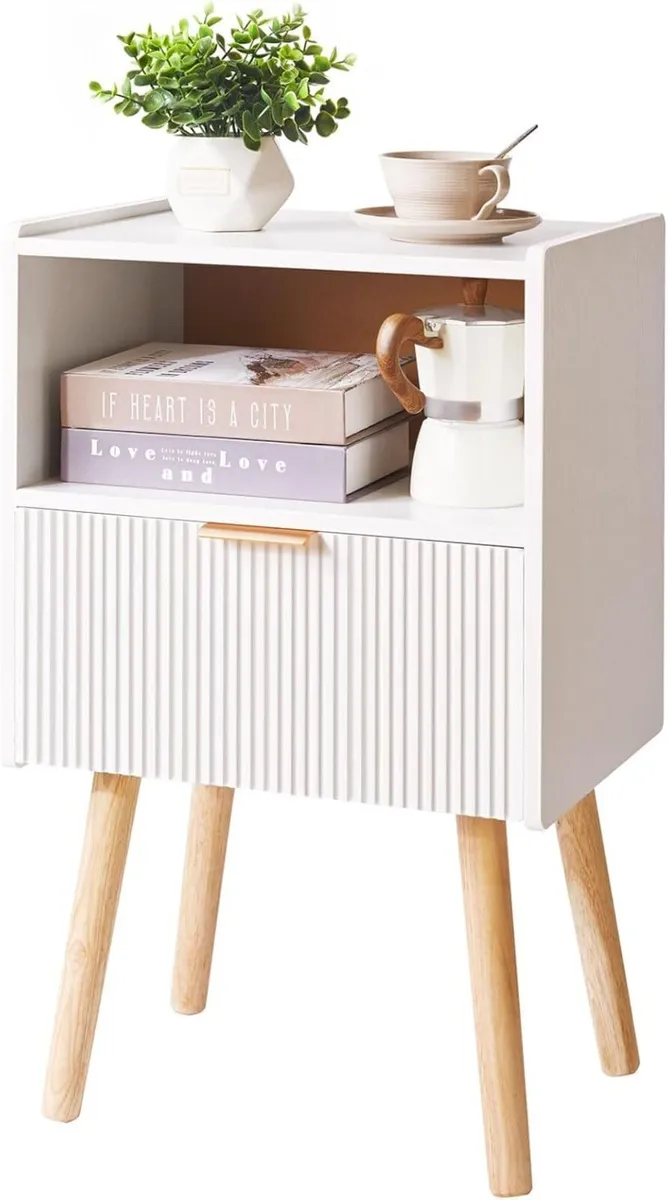 Bedside Table with Storage Drawer Modern Cabinet - Image 1