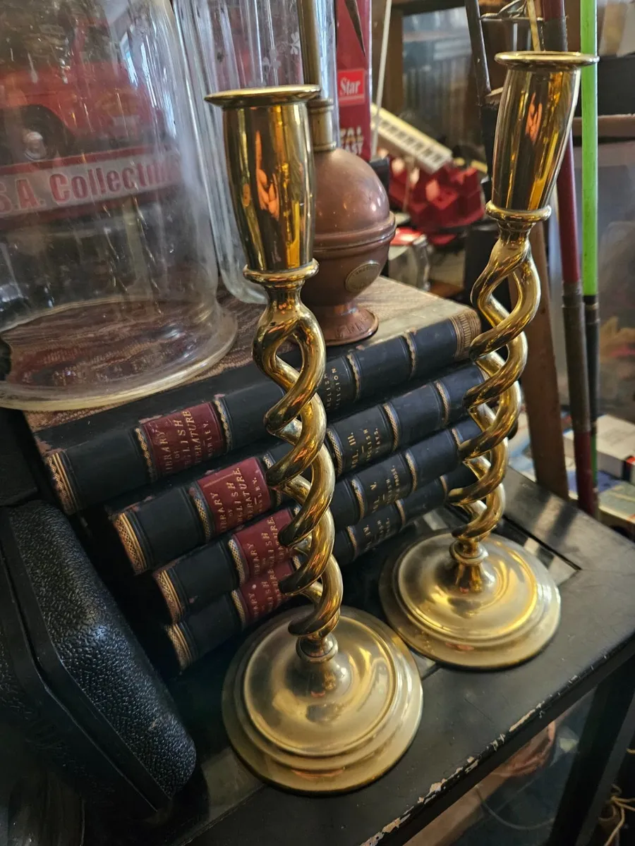 Vintage Brass Candle Sticks - Image 3