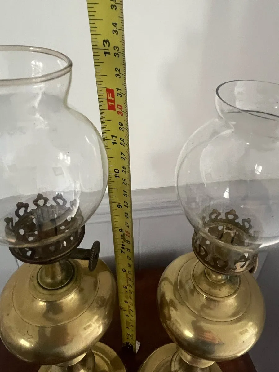 Vintage French Brass Oil Lamps - Image 2