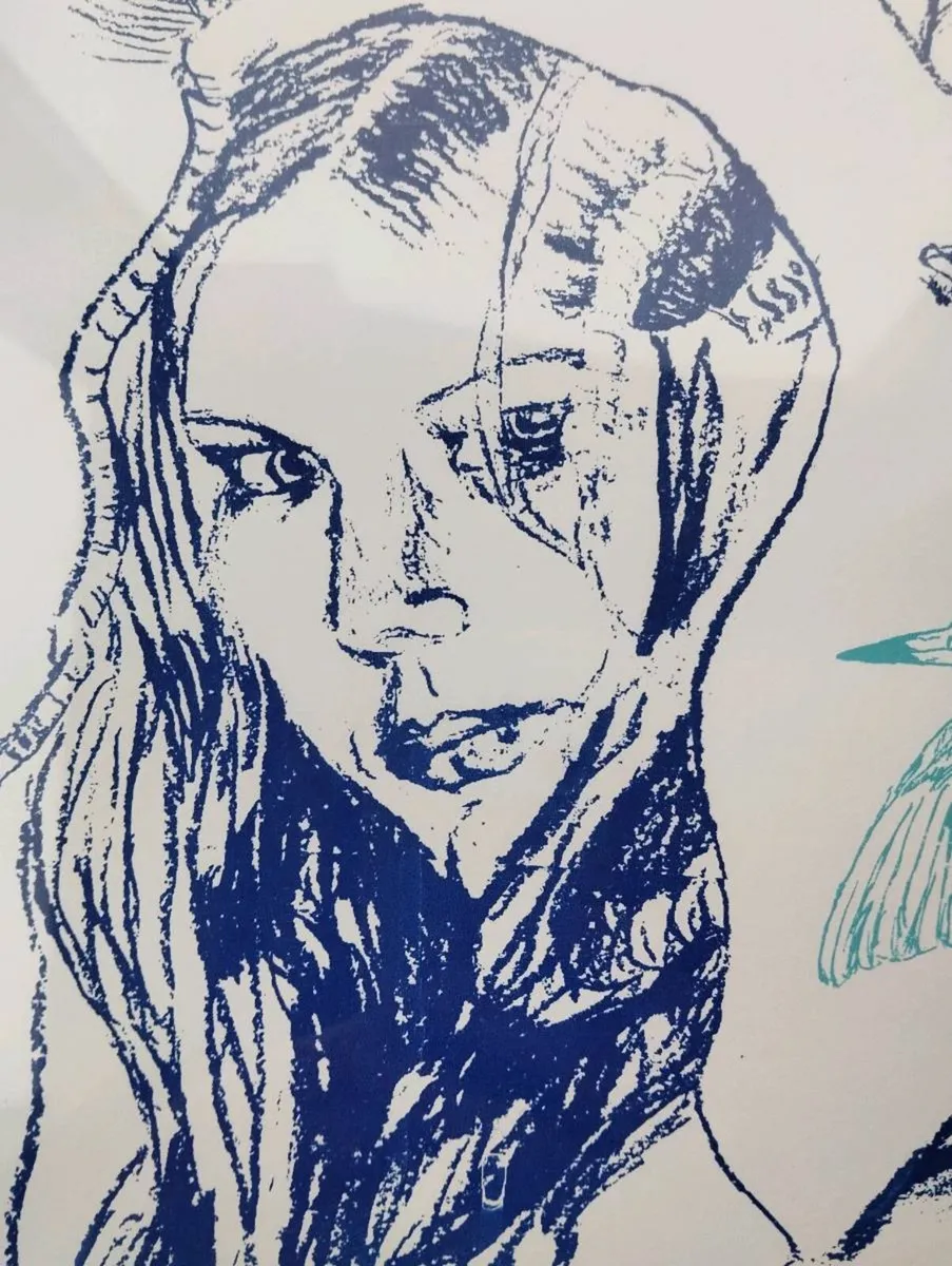 Original Screen Print - Girl & 2 birds - Image 3