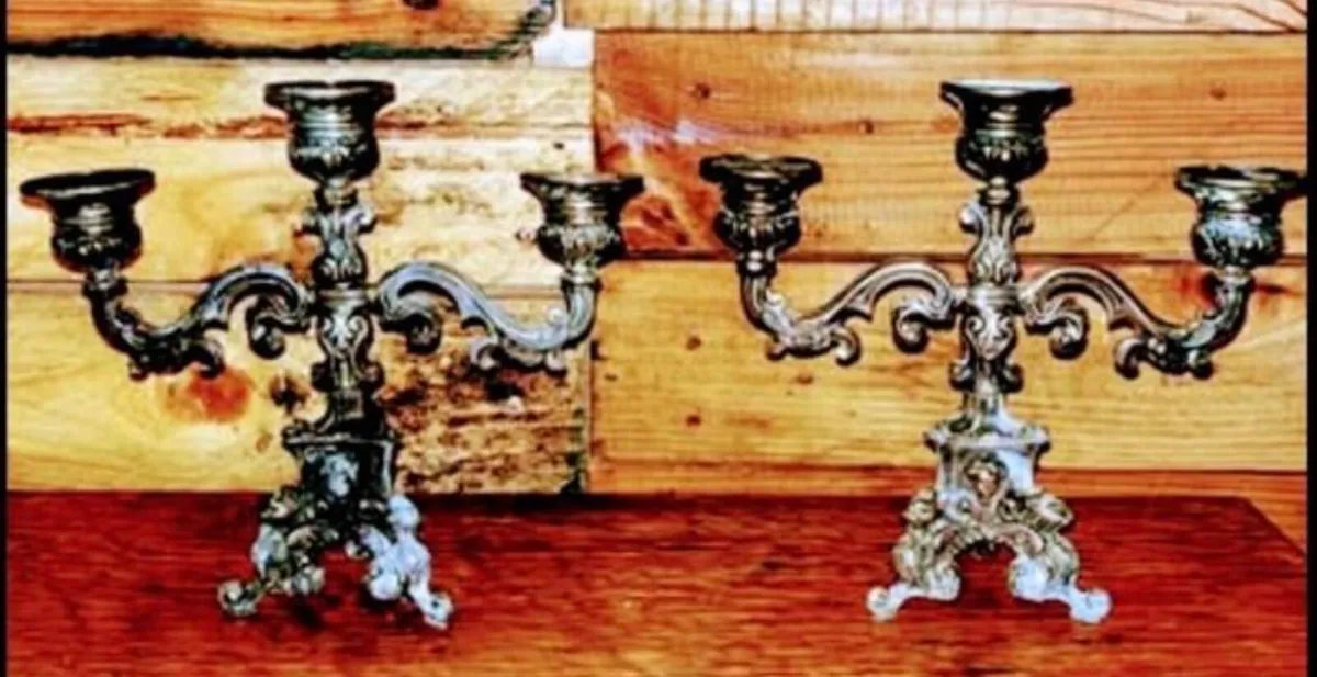 Pair Italian Brass Candelabras - Image 1
