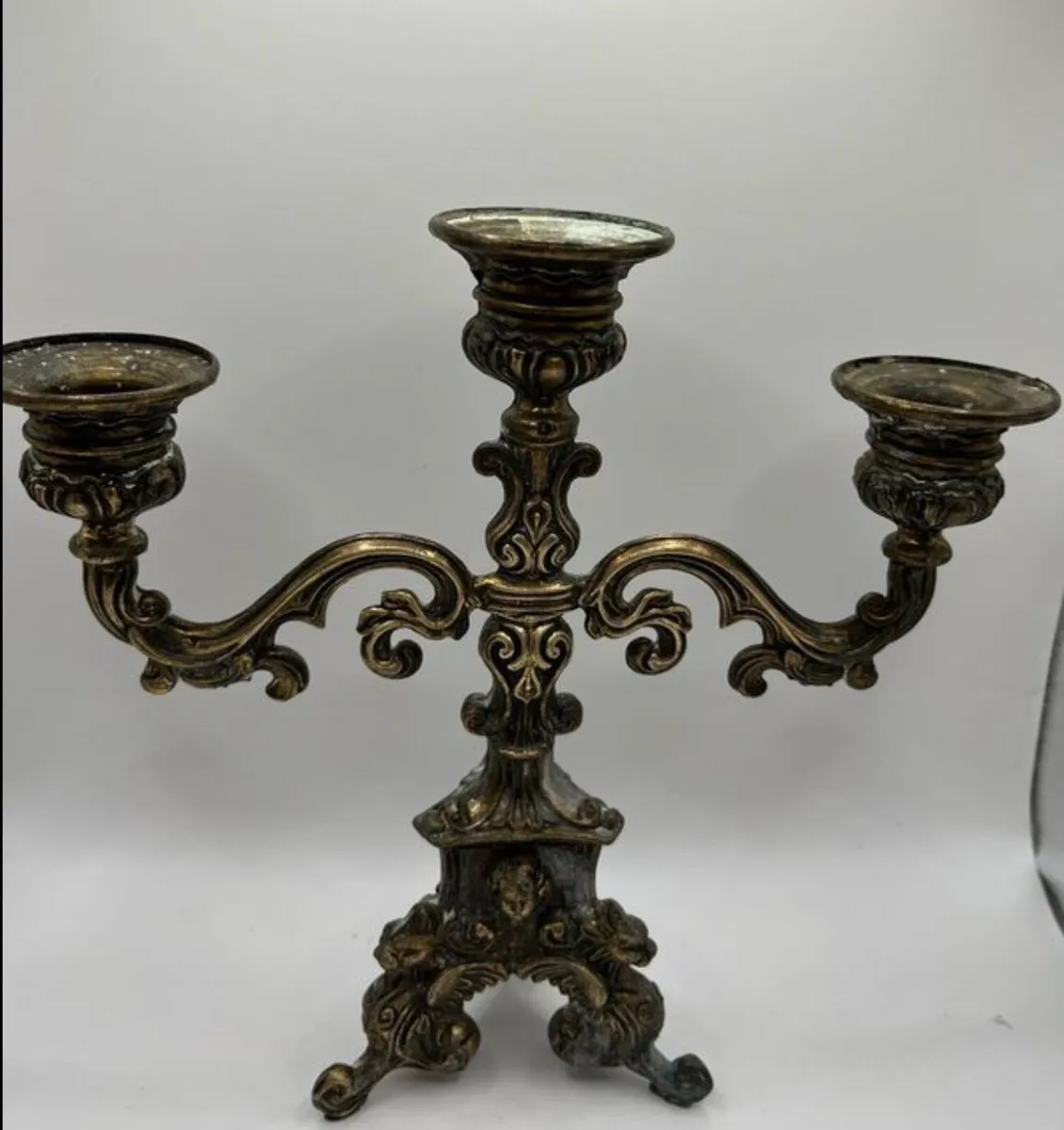 Pair Italian Brass Candelabras - Image 2