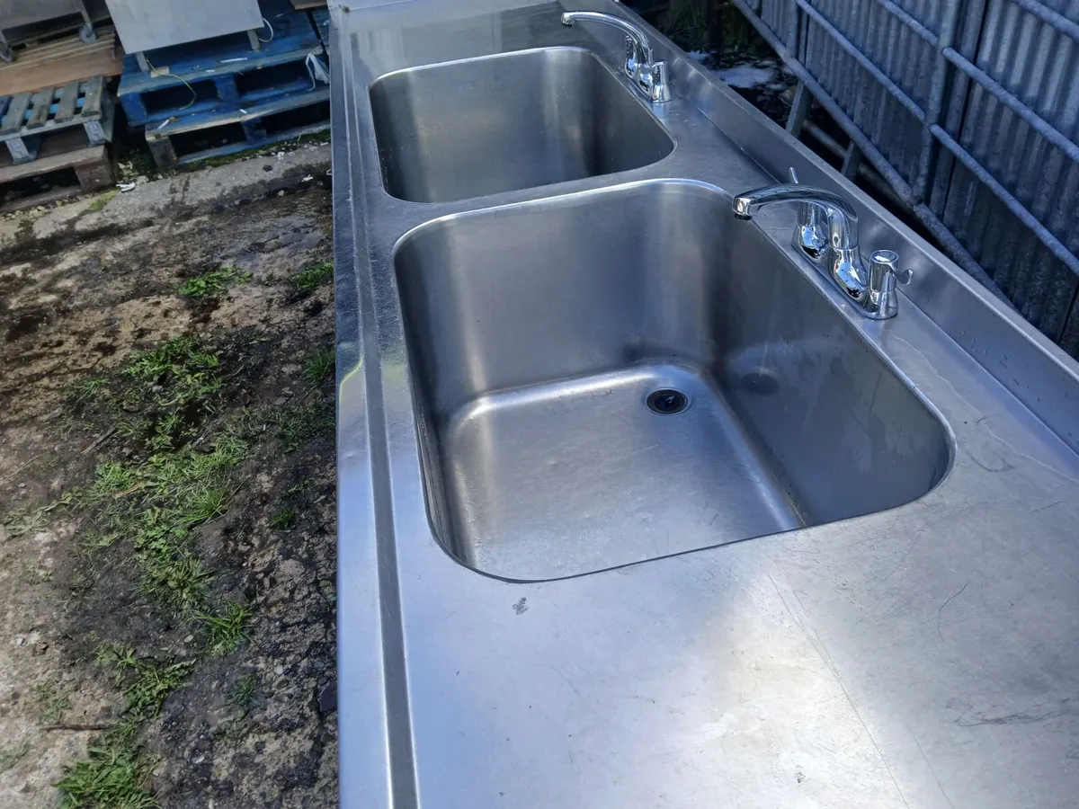 Staneless steel cabbinet double sink unit complete - Image 3