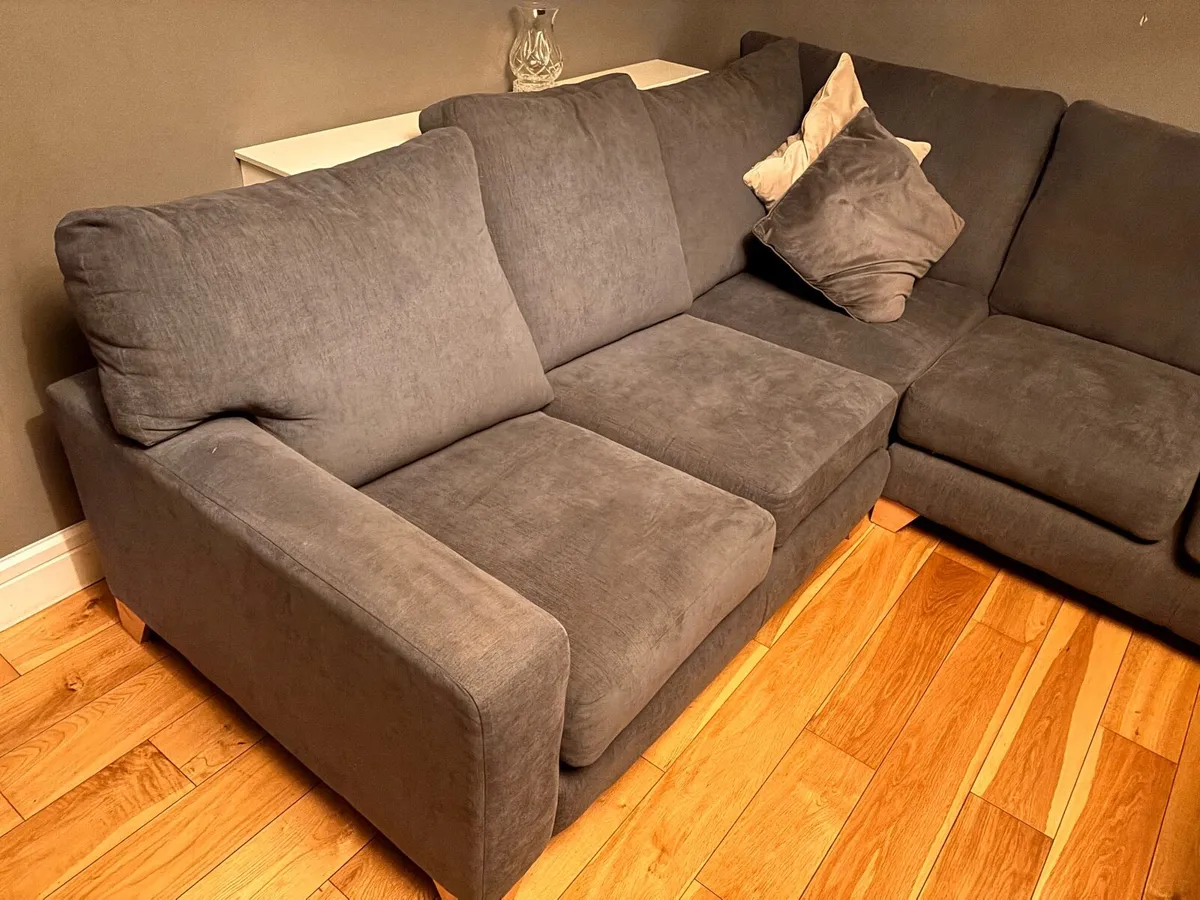 Grey L Shaped Sofa - Image 1