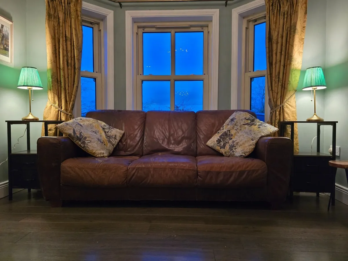 Italian Leather 3-Seater Sofa – Rich Coffee Brown - Image 1