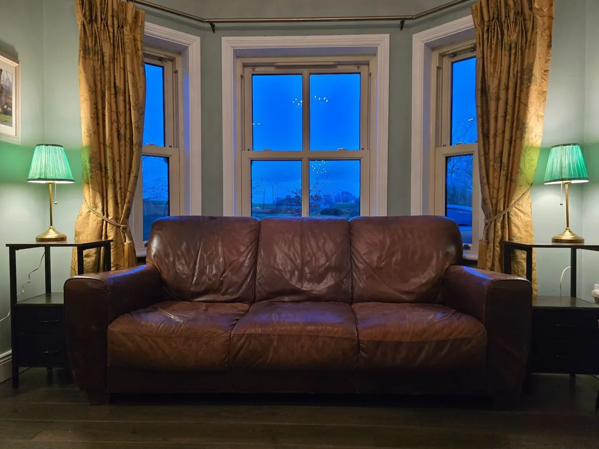 Italian Leather 3-Seater Sofa – Rich Coffee Brown - Image 3