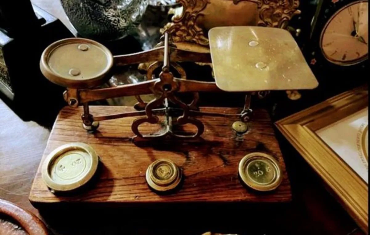 Antique brass postal scales