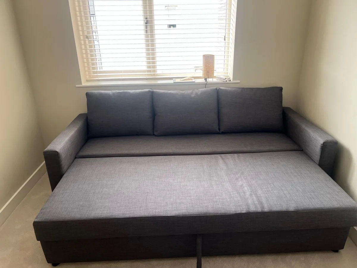 FRIHETEN Three-seat sofa-bed, Skiftebo dark grey - Image 1