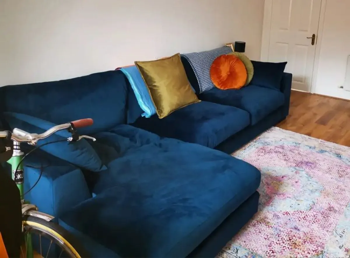 Beautiful Plush Velvet Sofa - Image 1