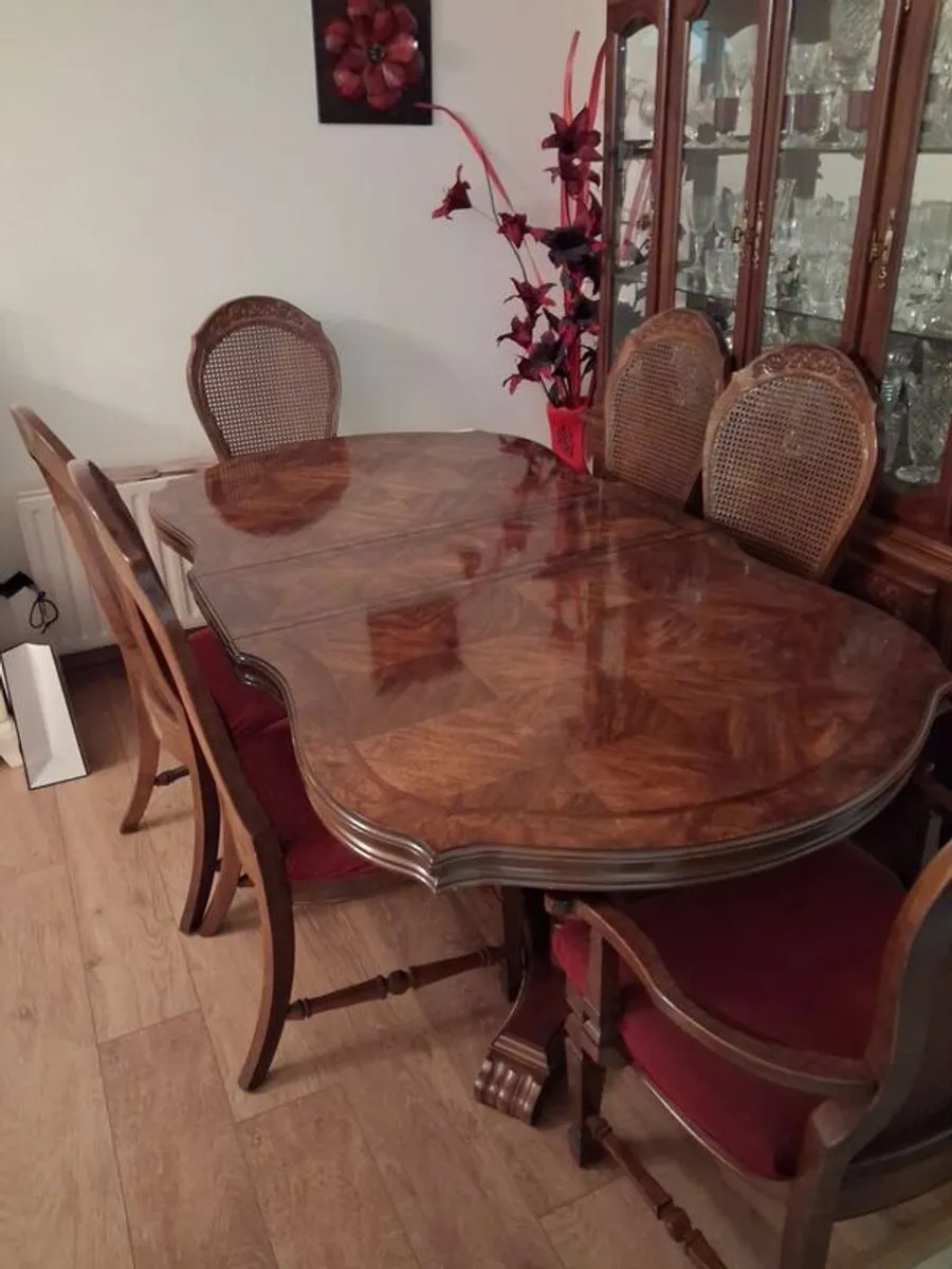Dining table and chairs and cabinet - Image 1