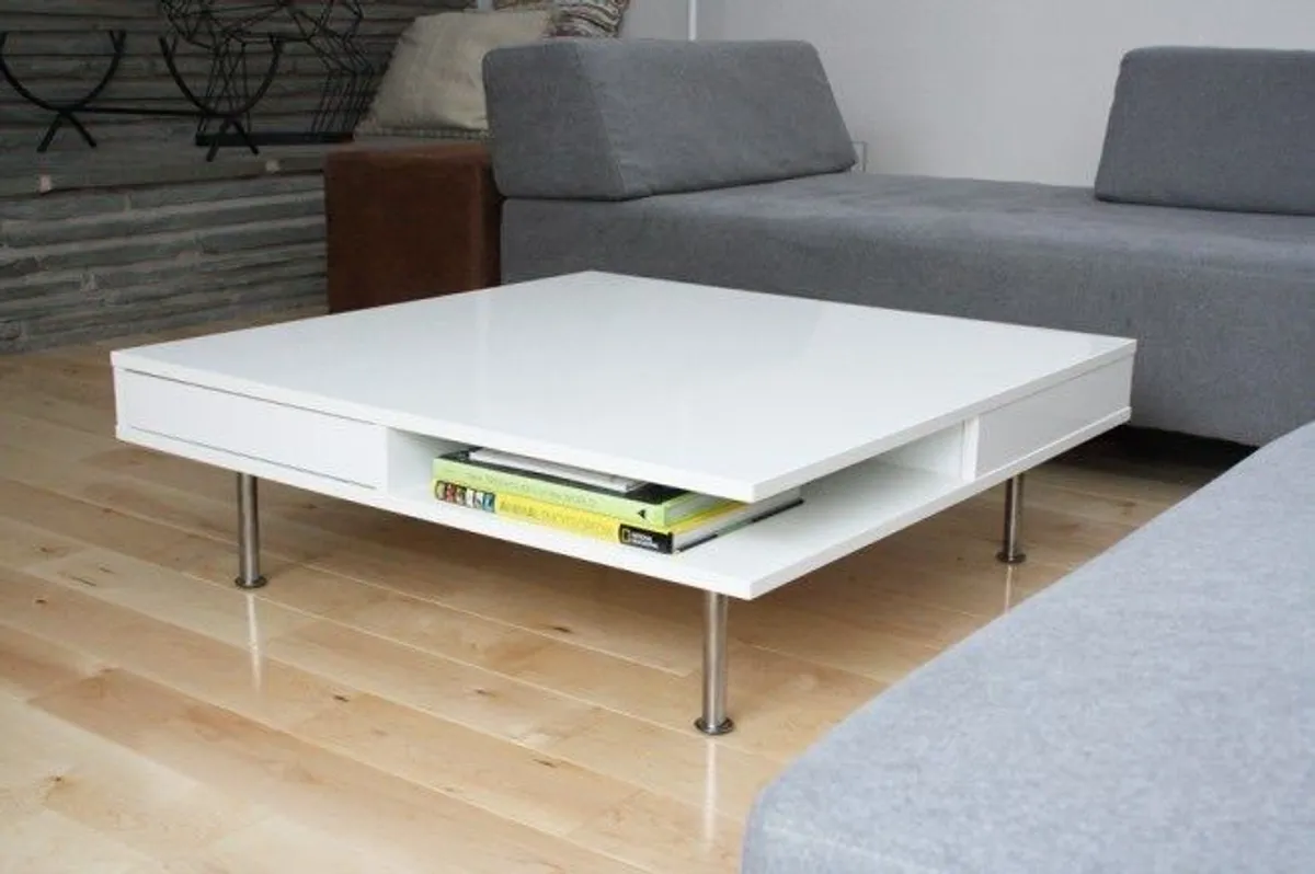 Modern, large, white gloss Coffee Table - Image 1