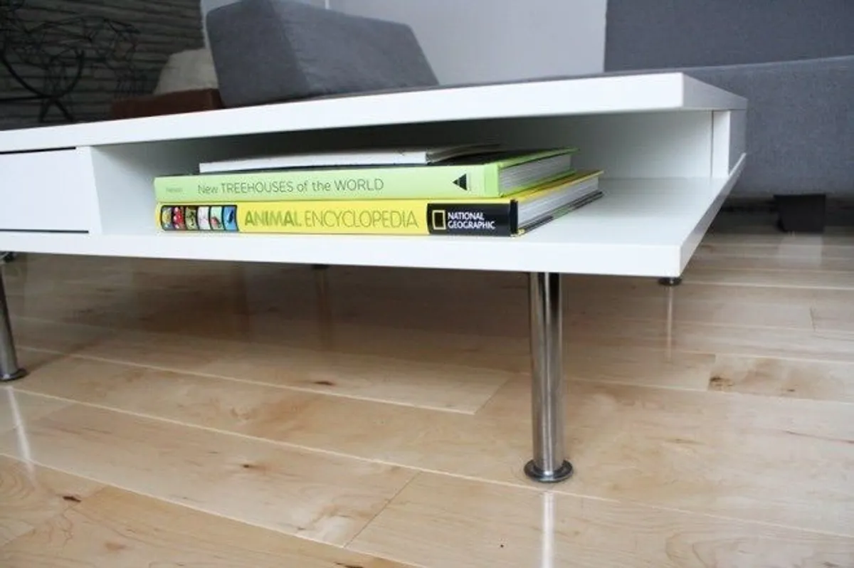 Modern, large, white gloss Coffee Table - Image 3
