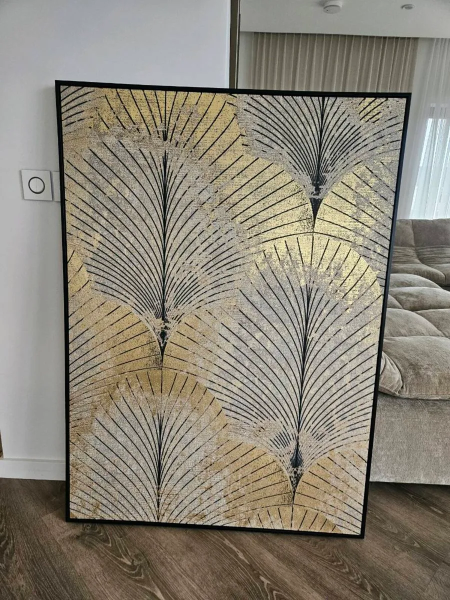 Large gold print with black frame. - Image 2