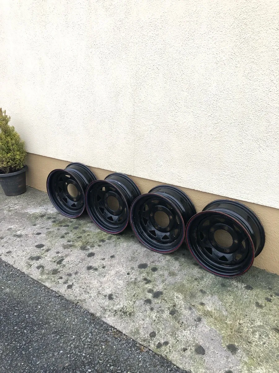 16” 4x4 Satin Black Wide Rims - Image 1