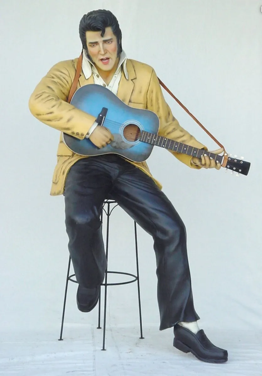 ELVIS PRESLEY SITTING ON STOOL STATUE